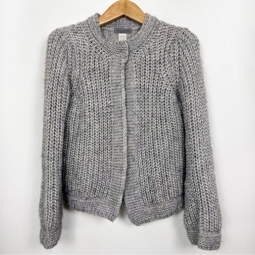 Cozy Chunky Knit Women Cardigan in Grey Wool Scandi Girl Size‎ Medium Made Italy